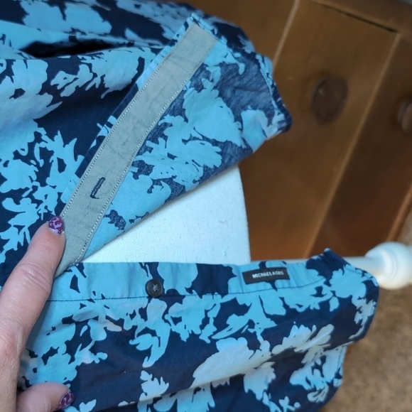 MICHAEL KORS Classic Fit Long Sleeve NAVY TROPICS Button Down - Picture 11 of 12